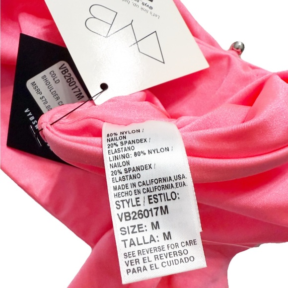 VYB Swim Cold Shoulder Crop Bikini Top Women’s M Coral/Pink Handcrafted NWT - Picture 5 of 6